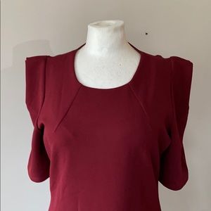 A burgundy dress